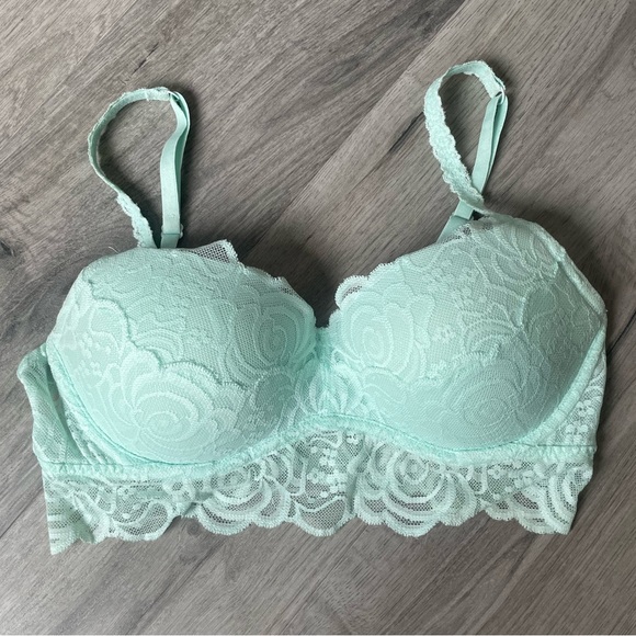 NWOT PINK Victoria’s Secret Floral Lace Bralette, Mint Green - Picture 2 of 8